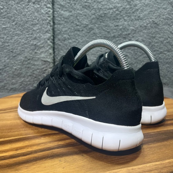 Nike Free RN Flyknit 2017 Women's Running Shoes Sneakers Black White Size 7 - Picture 6 of 12